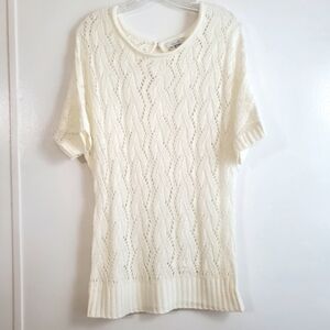 deLiA*s White Short Sleeve Sweater Blouse Women Small